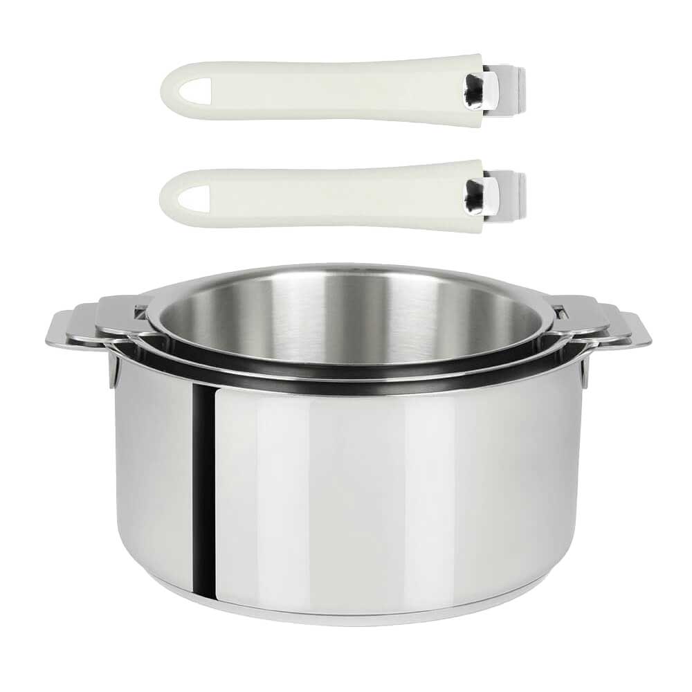 Lot 3 Casseroles Mutine avec 2 poignées Mutine Blanc INCLUSES - CRISTEL 