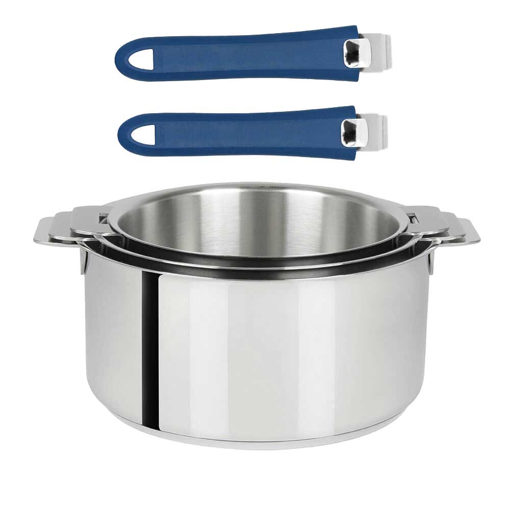 Lot 3 Casseroles Mutine avec 2 poignées bleu Mutine INCLUSES - CRISTEL