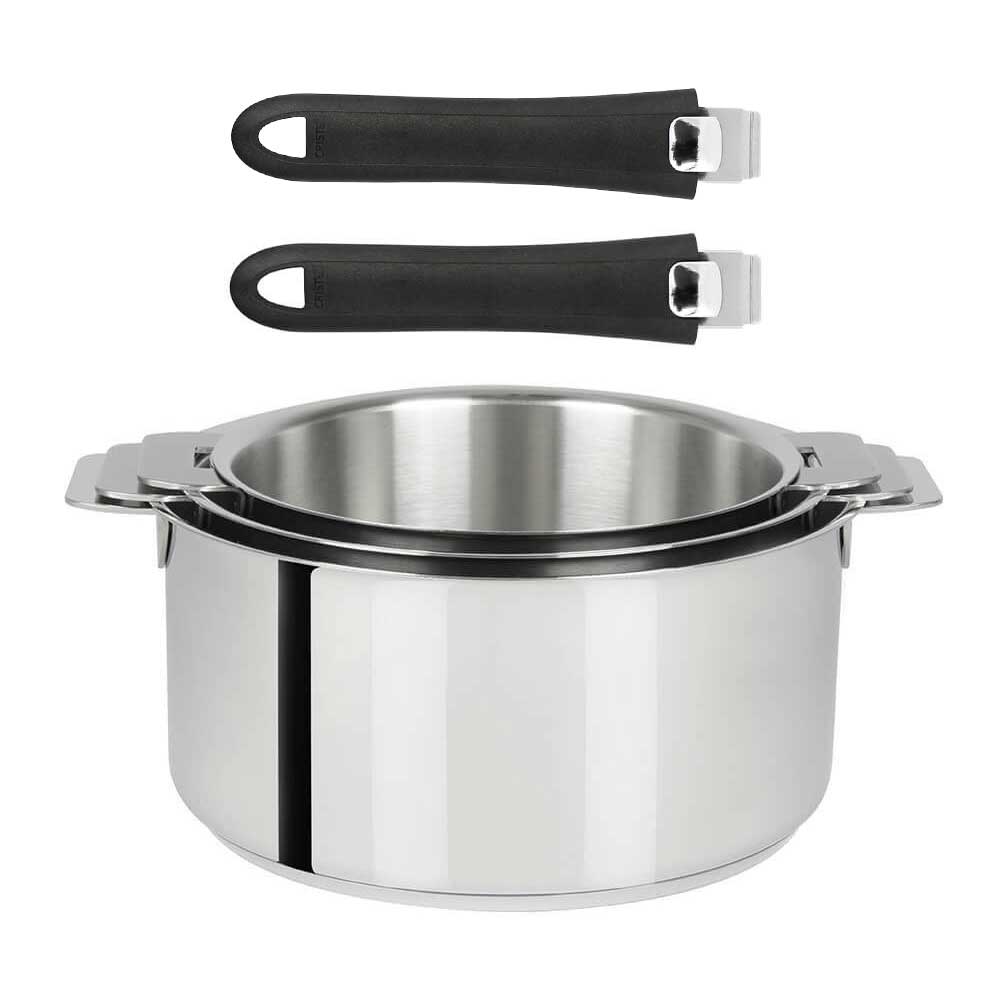 Lot 3 Casseroles Mutine avec 2 poignées noir Mutine INCLUSES - CRISTEL