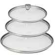 Lot de 3 Couvercles verre bombé bouton inox 1826 - CRISTEL