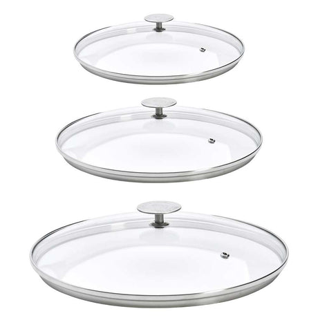 Lot 3 Couvercles en verre avec Pontet inox - DE BUYER
