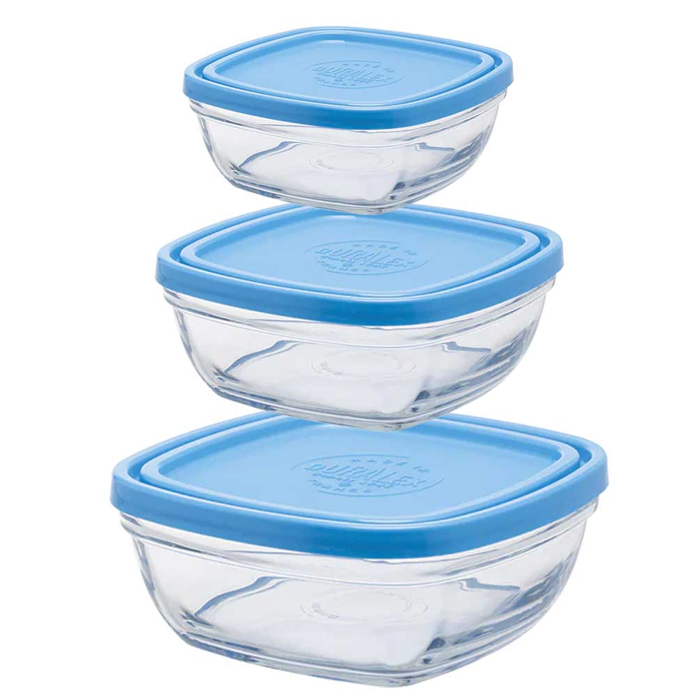 Lot de 3 boites conservation verre carrées Freshbox - DURALEX