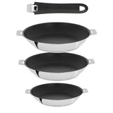 Lot de 3 Poêles antiadhérent Mutine poignée amovible OFFERTE - CRISTEL