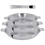 Lot de 3 Poêles inox Casteline poignée amovible OFFERTE - CRISTEL