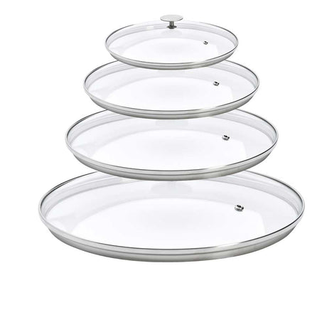 Lot 4 Couvercles en verre avec Pontet inox - DE BUYER