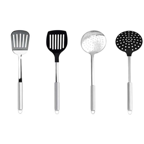 Lot de 4 ustensiles de cuisine inox et nylon - CRISTEL