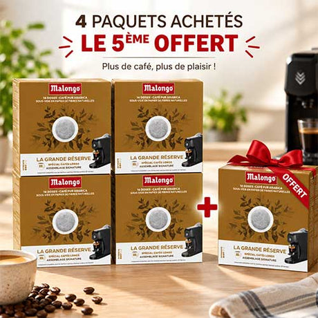 Lot 5 Dosettes de café Grande Réserve - Machine EOH - MALONGO en promotion