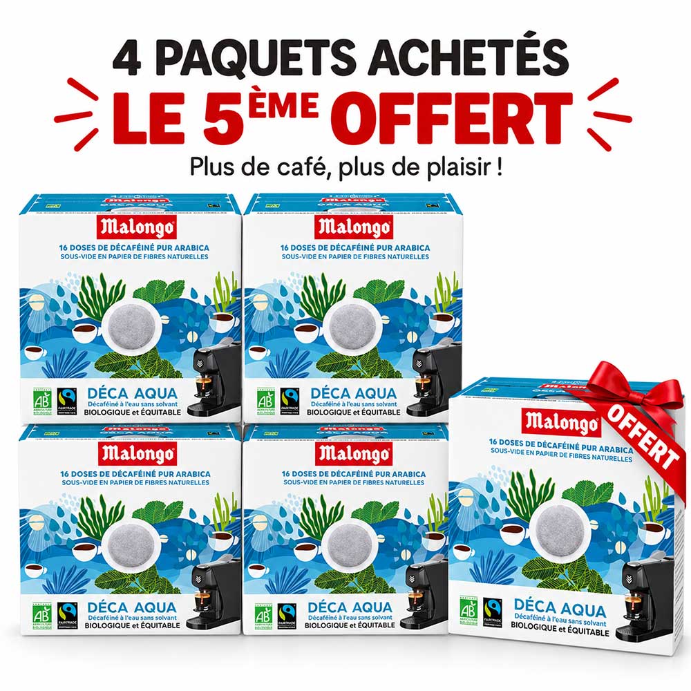 Lot de 80 dosettes café décaféiné Déca Aqua - Machine EOH - MALONGO
