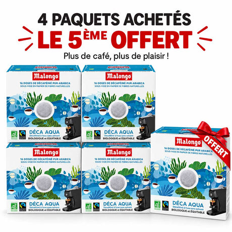 Lot de 80 dosettes café décaféiné Déca Aqua - Machine EOH - MALONGO