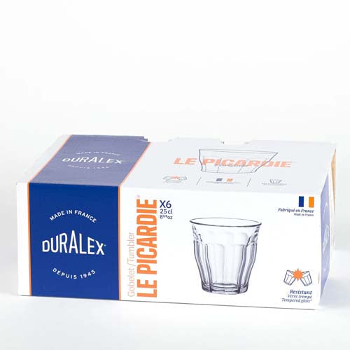 Lot de 6 verres 25 cl transparent - PICARDIE - DURALEX lave-vaisselle