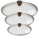 Lot de 3 couvercle en verre bombé bouton cuivré - CRISTEL