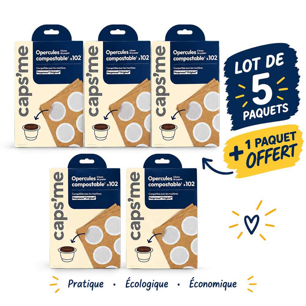 Lot de 6 paquets opercules en papier compostable - CAPS ME