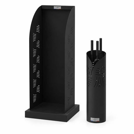 Lot serviteur de cheminée rond et range-bûches 95 cm Essentiel noir – LE MARQUIER