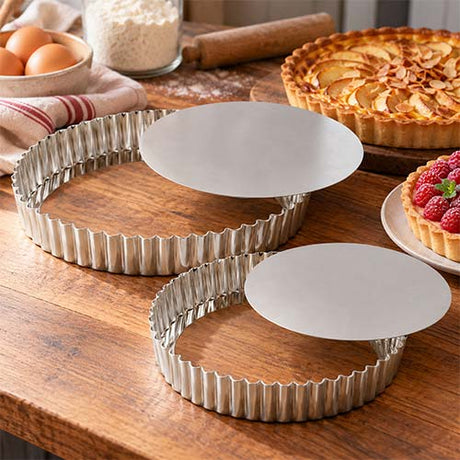 Lot 2 moules à tarte en fer blanc à fond amovible 24 et 28 cm – GOBEL
