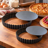 Lot 2 tourtières ronde cannelée antiadhérent diamètre 24 cm et 28 cm - GOBEL Promotion