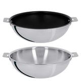 Lot de 2 Woks inox et antiadhésif Casteline poignée amovible - CRISTEL