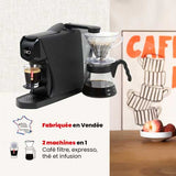 machine à café DUO expresso et filtre MALONGO fabriquée France