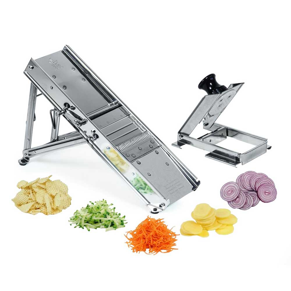 Mandoline Inox Professionnelle avec Chariot 3 & 10 mm - Louis Tellier super promo