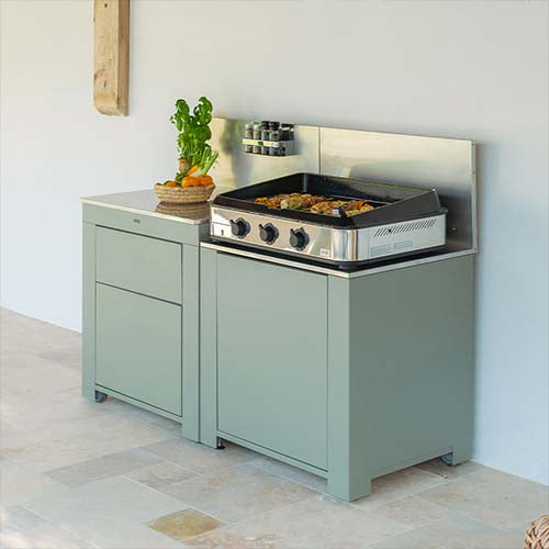 Cuisine Essential 2 Modules Vert Sauge - ENO cuisine extérieure