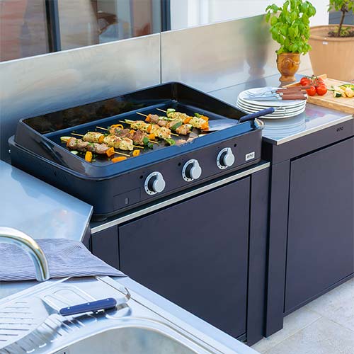 Meuble MODULO pour plancha bleu navy - ENO parfait pour une cuisine extérieure