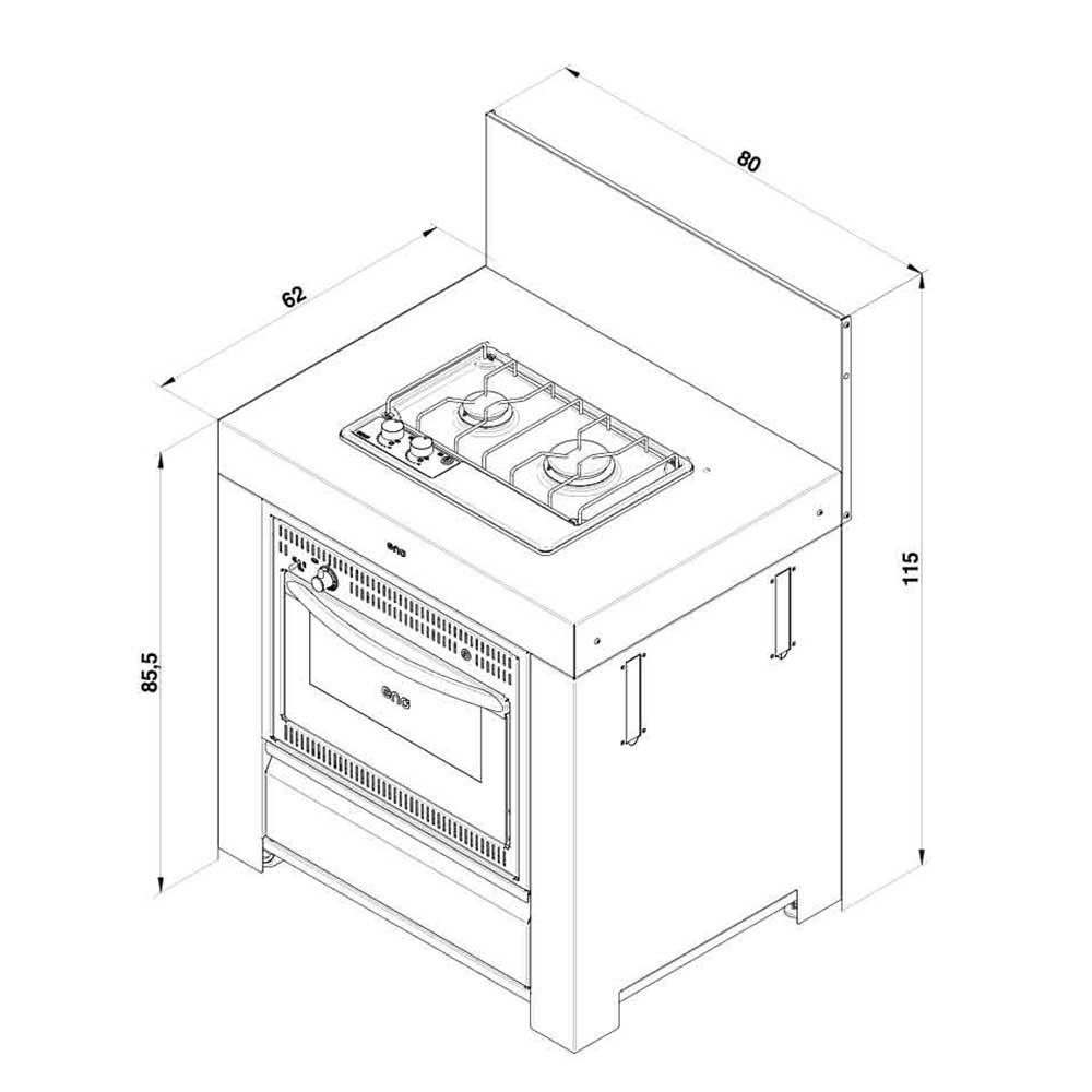 Meuble de Cuisson + Four Gris Cargo - ENO