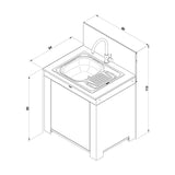 Meuble Évier avec Égouttoir 80 cm - ENO plan dimension