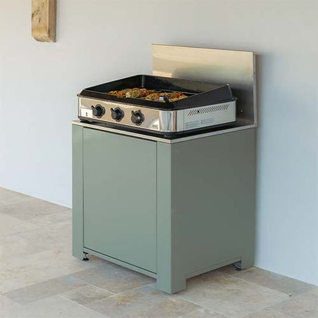 Meuble MODULO pour plancha vert sauge - ENO Cuisine extérieure