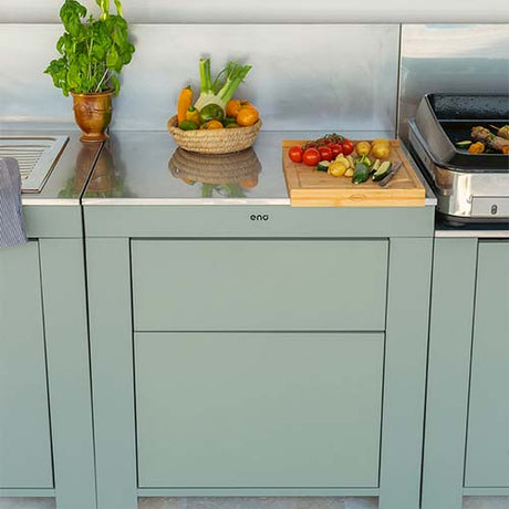 Module Plan de Travail 80 cm avec Tiroir Vert Sauge - ENO cuisine extérieure