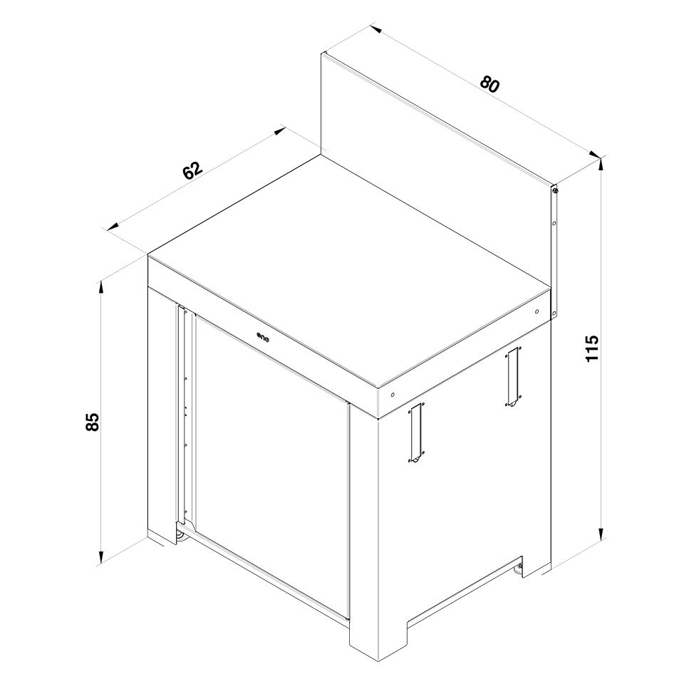 Module Plan de Travail 80 cm Noir Inox - ENO