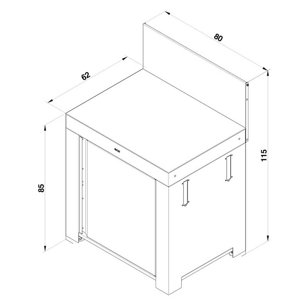 Module Plan de Travail 80 cm Gris Cargo - ENO