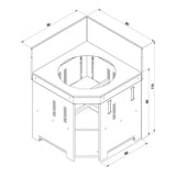 Schéma technique du module d’angle pour Kamado M & L - ENO, avec dimensions détaillées et vue en perspective.