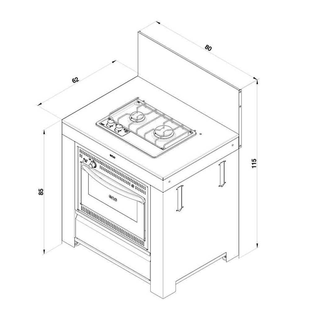 Meuble de Cuisson + Four Noir Inox - ENO