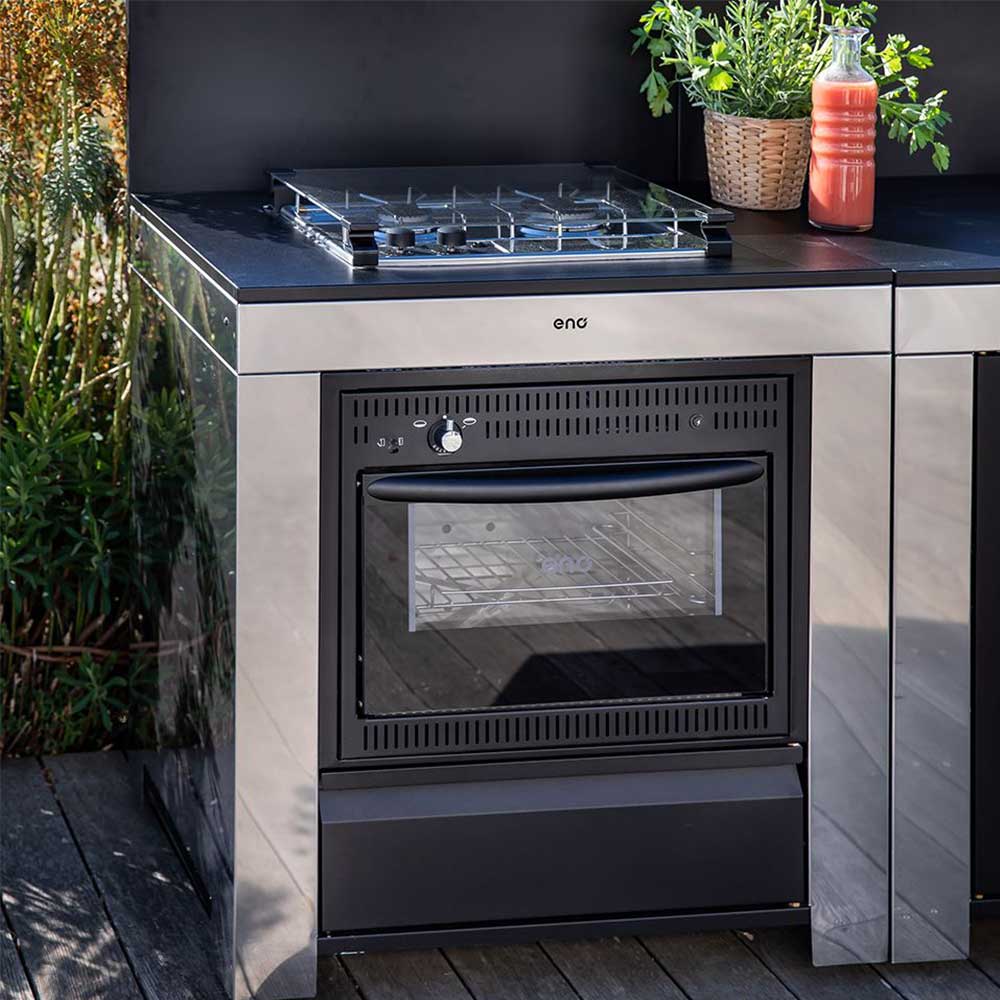 Meuble de Cuisson + Four Noir Inox - ENO