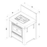 Meuble de Cuisson + Four Noir Inox - ENO le plan avec mesures
