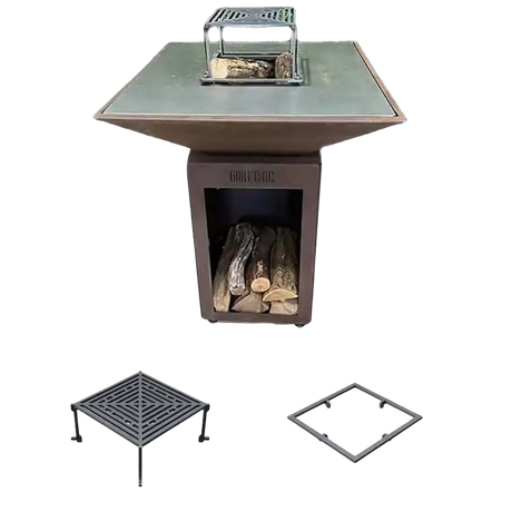 Pack Découverte Brasero Auvergnat carré CORTEN - GRILL CHIC