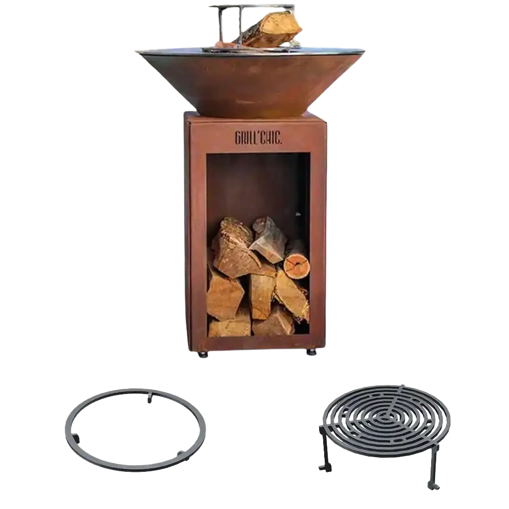 Pack Découverte Brasero Auvergnat rond CORTEN - GRILL CHIC