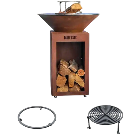 Pack Découverte Brasero Auvergnat rond CORTEN - GRILL CHIC