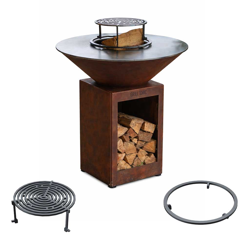 Pack Découverte Brasero Cévenol Rond BOIS CORTEN - GRILL CHIC