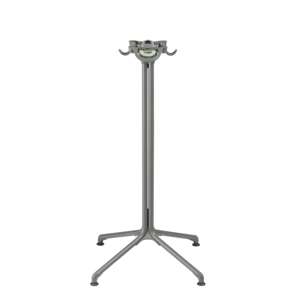 Pied de table central HORIZON hauteur haute en acier titane, sans plateau.