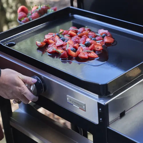 Plancha électrique Petite Française 150 Duo - Couvercle et chariot - LE MARQUIER plaque de cuisson fonte émaillée