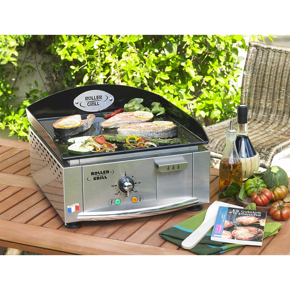 Plancha électrique inox avec plaque émail 40x43 cm - ROLLER GRILL