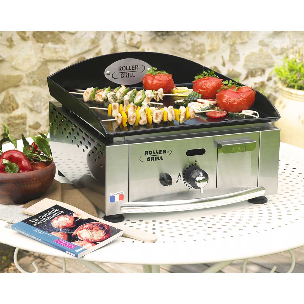 Plancha gaz inox avec plaque en émail 1 brûleur - ROLLER GRILL