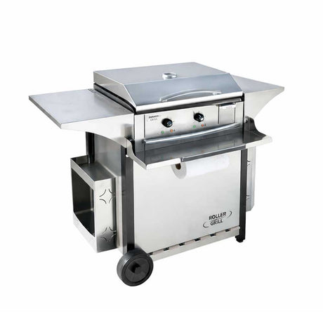 Plancha électrique inox 60 avec chariot et accessoires - ROLLER GRILL super promo