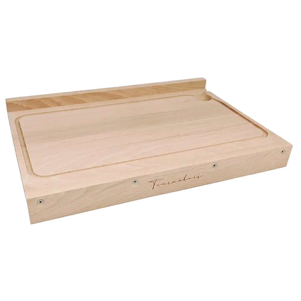 Planche à découper monobloc 2 rebords réversible en Hêtre - TOURNABOIS