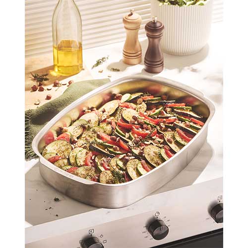 Plat à four inox rectangulaire 38 x 26 cm - DE BUYER parfait pour les légumes