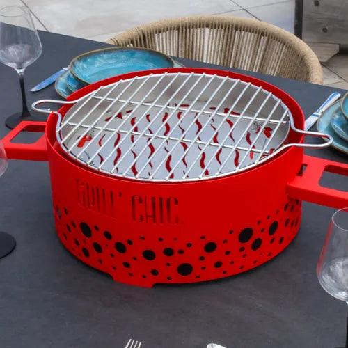 P'tit Grill Barbecue rouge de Table Acier - GRILL CHIC repas extérieur 