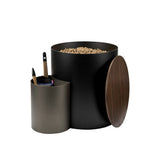 Réserve à granulés JEMA DIXNEUF noir givré et moka avec couvercle en bois