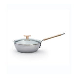 Sauteuse paysanne en acier MINERAL B BOIS 24 cm DE BUYER avec couvercle en verre