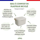 Seau à compost en plastique recyclé 4,5 L - PEBBLY