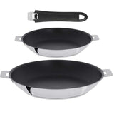 Série 2 Poêles antiadhésives inox Mutine avec 1 poignée OFFERTE - CRISTEL